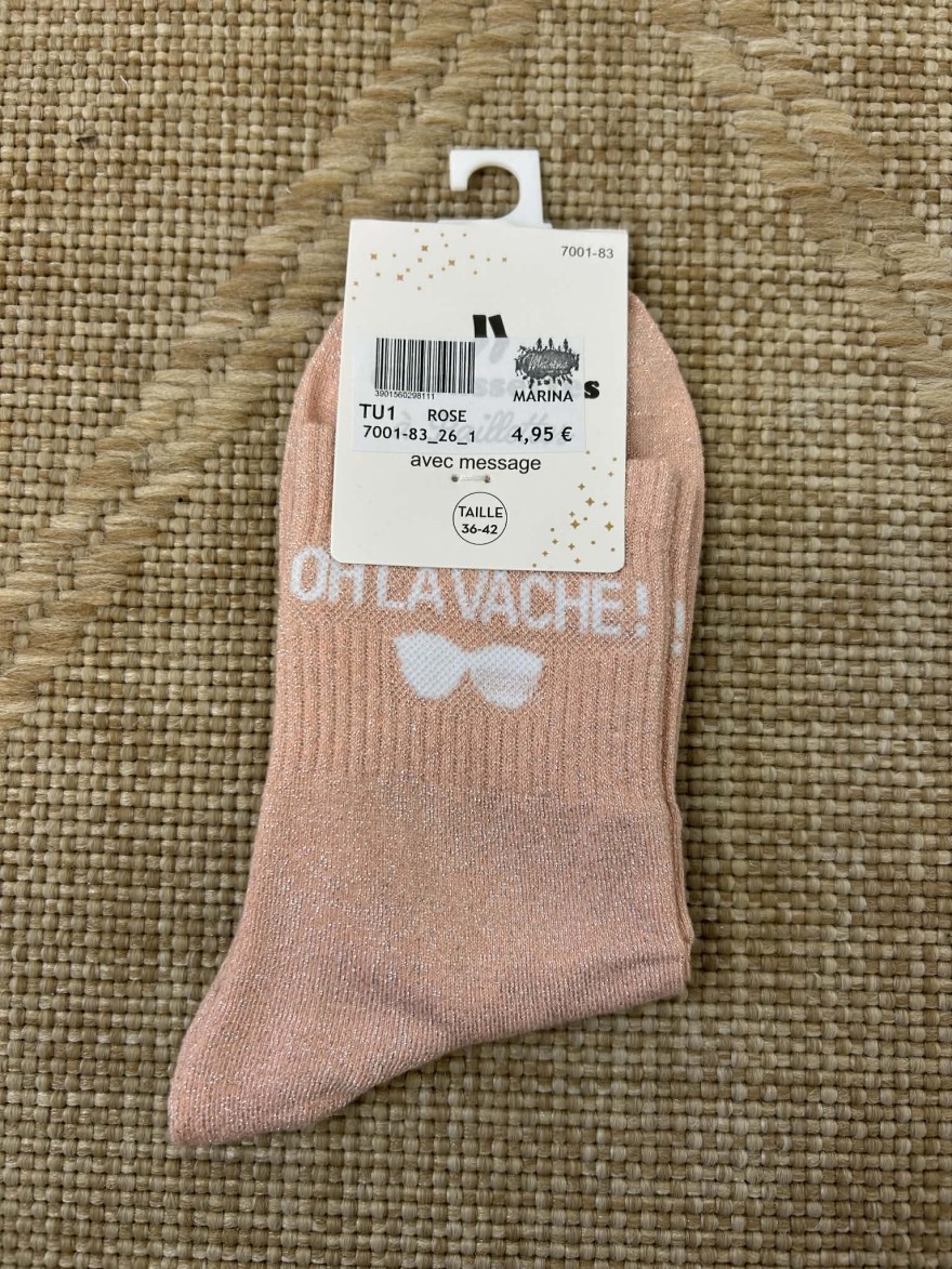 Chaussettes pailletées oh la vache message fun femme | Marina & Paloma