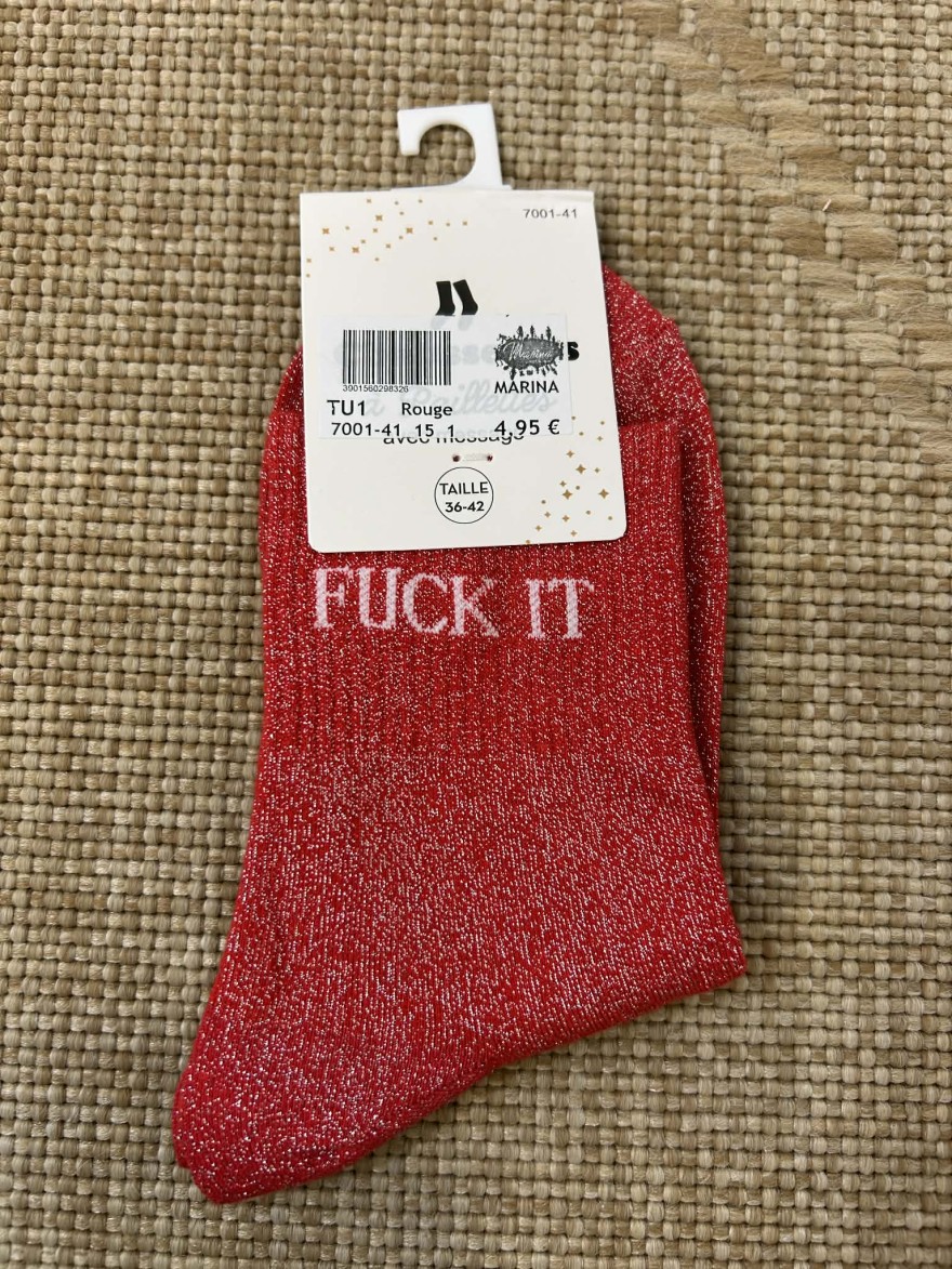 Chaussettes pailletées fuck it message fun femme | Marina & Paloma