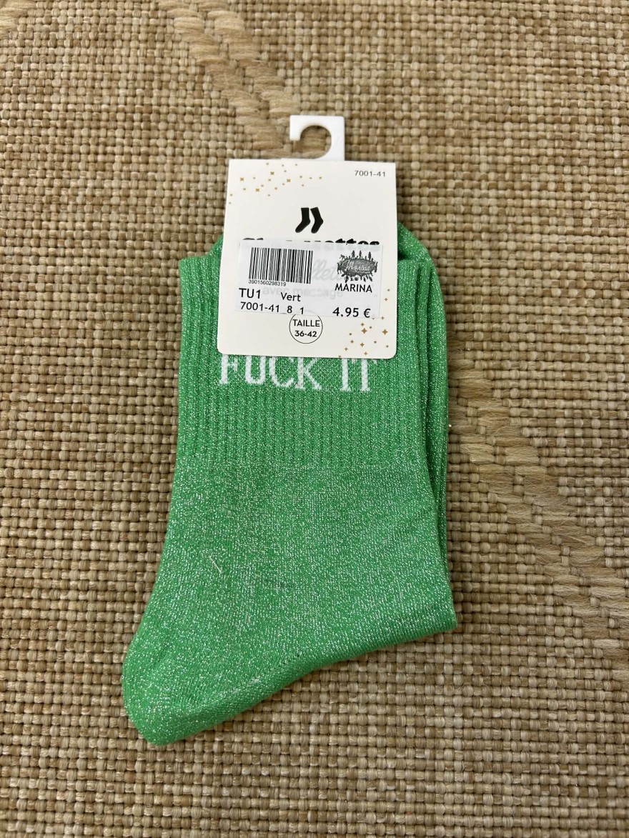 Chaussettes pailletées fuck it message fun femme | Marina & Paloma