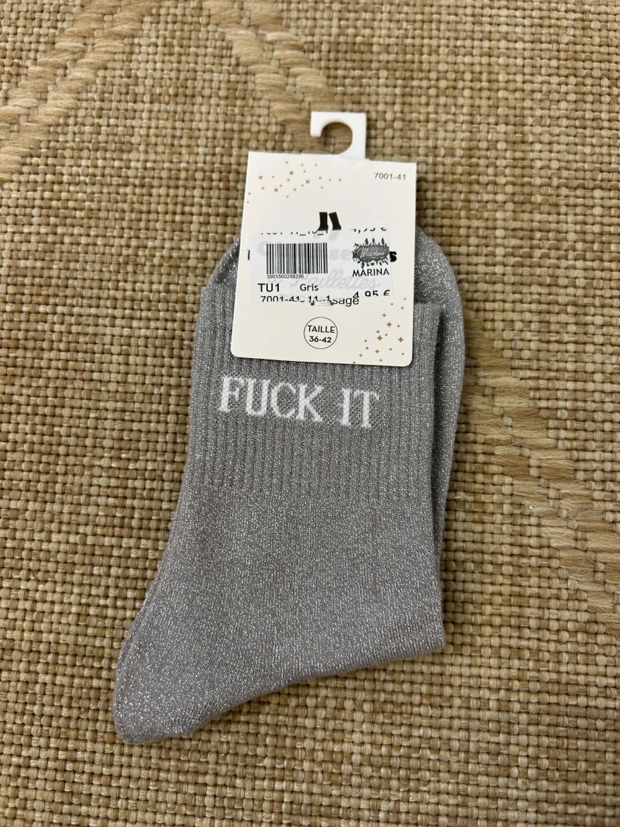 Chaussettes pailletées fuck it message fun femme | Marina & Paloma