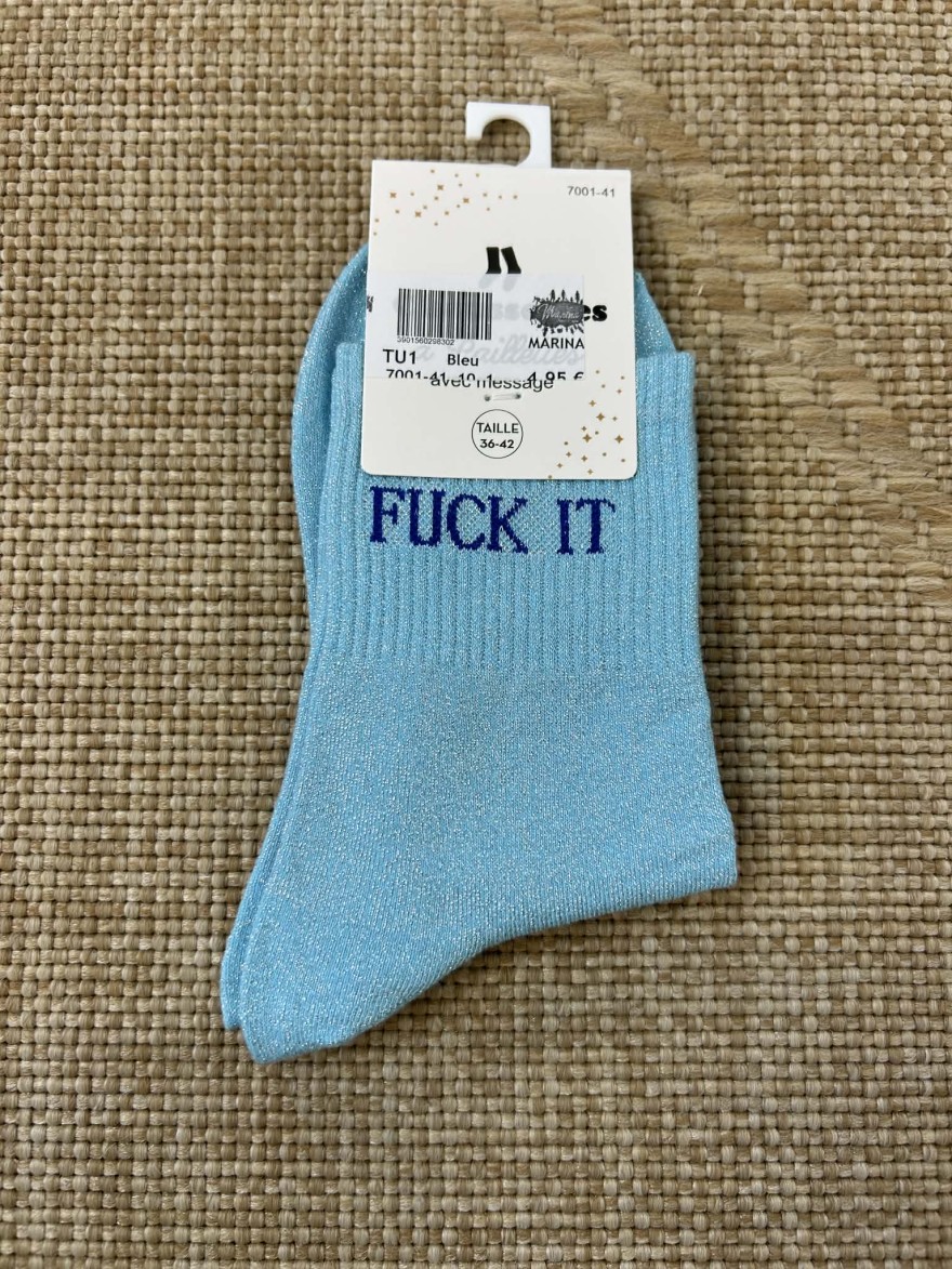Chaussettes pailletées fuck it message fun femme | Marina & Paloma