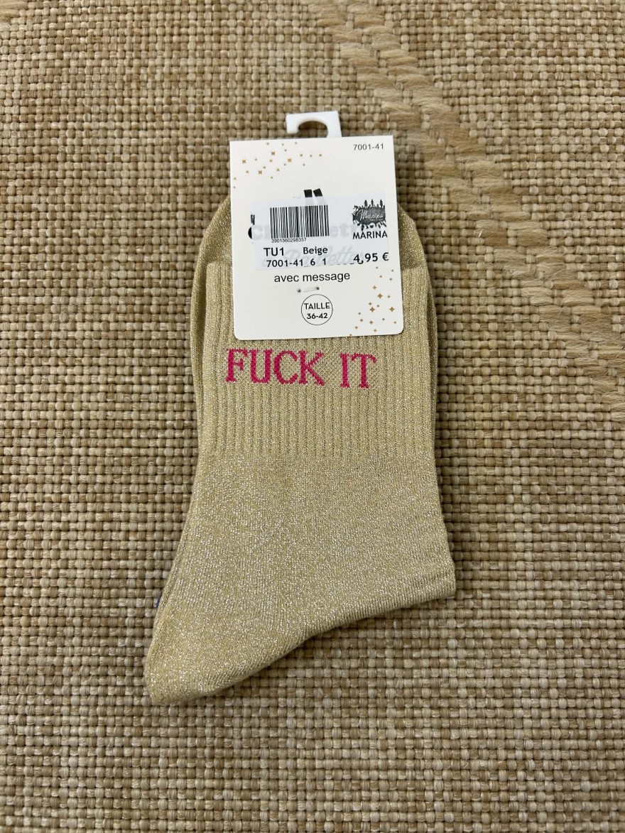Chaussettes pailletées fuck it message fun femme | Marina & Paloma