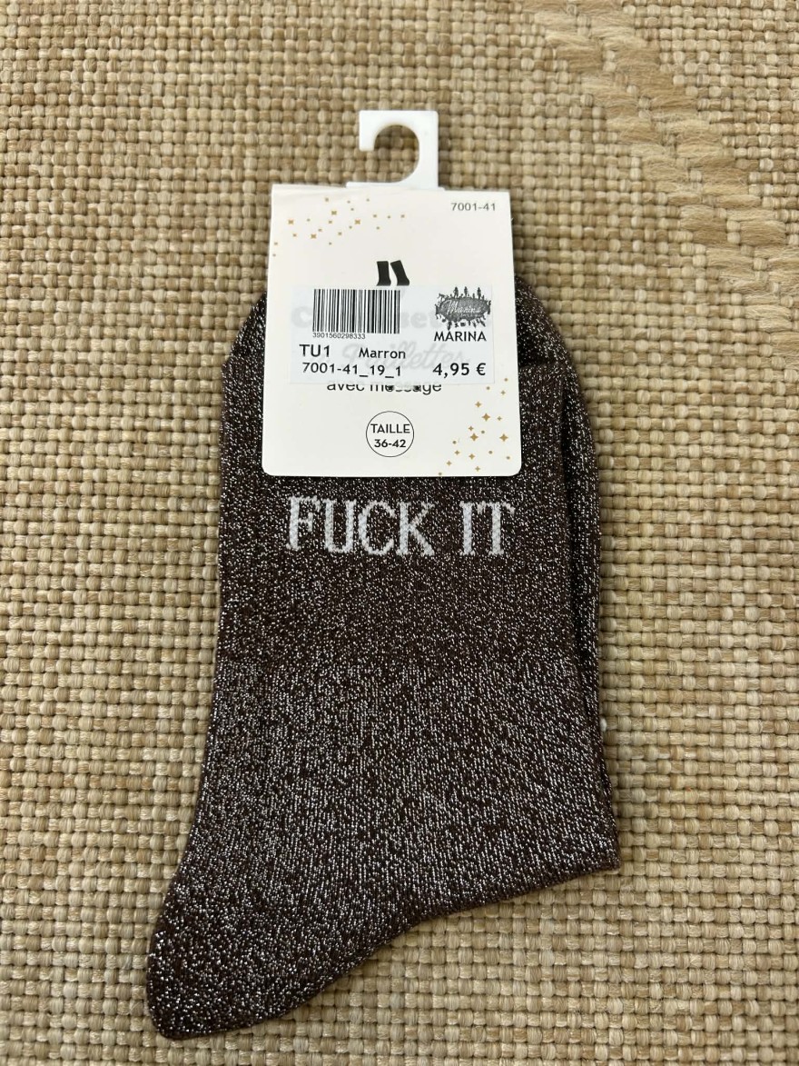 Chaussettes pailletées fuck it message fun femme | Marina & Paloma