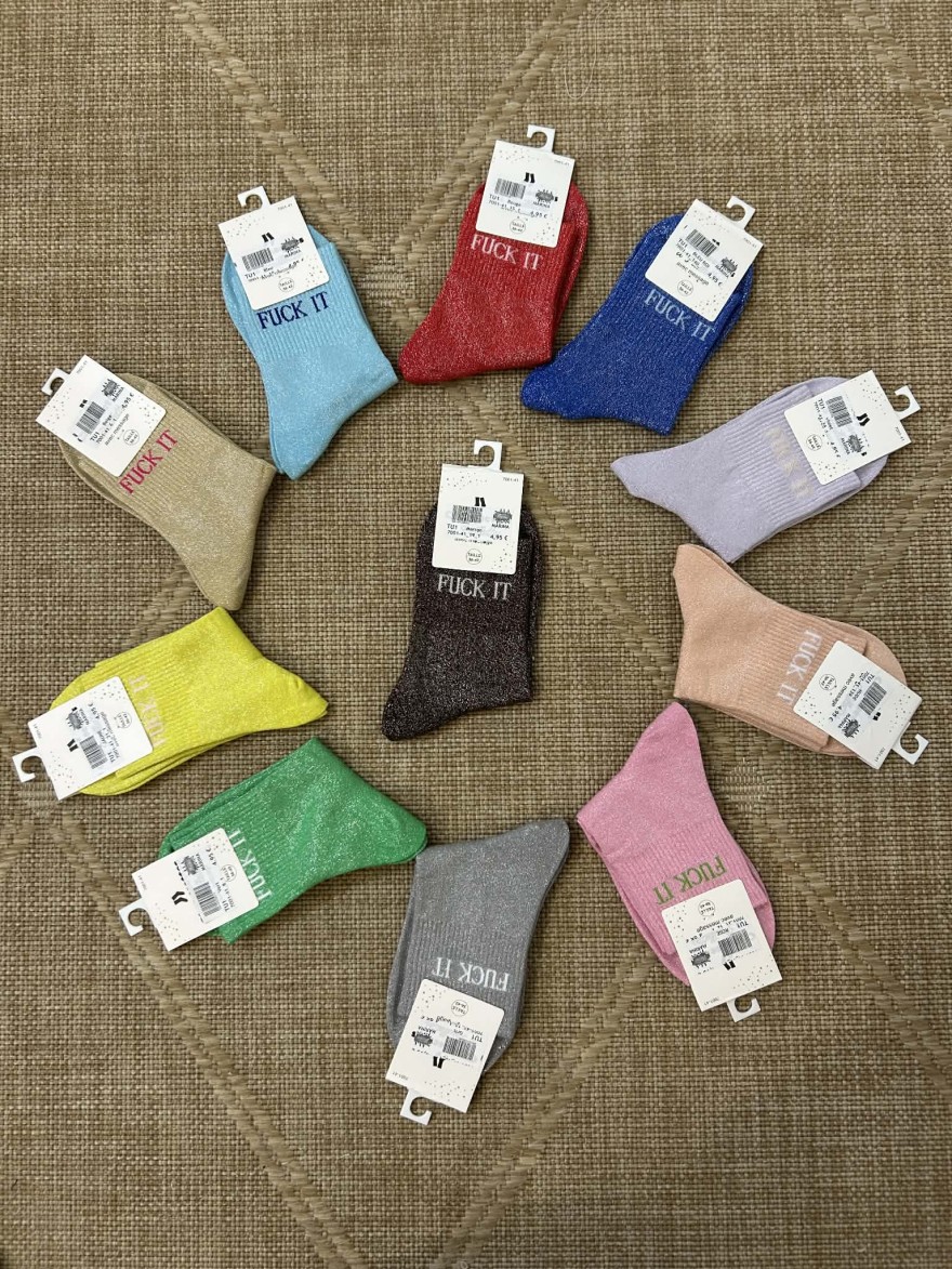 Chaussettes pailletées fuck it message fun femme | Marina & Paloma
