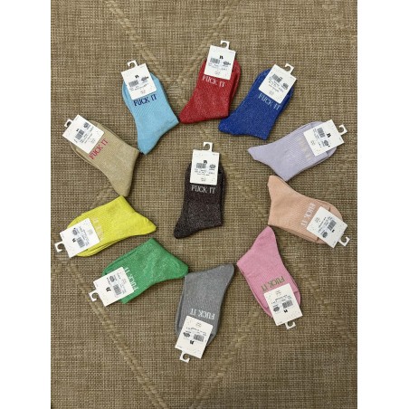 Chaussettes pailletées fuck it message fun femme | Marina & Paloma
