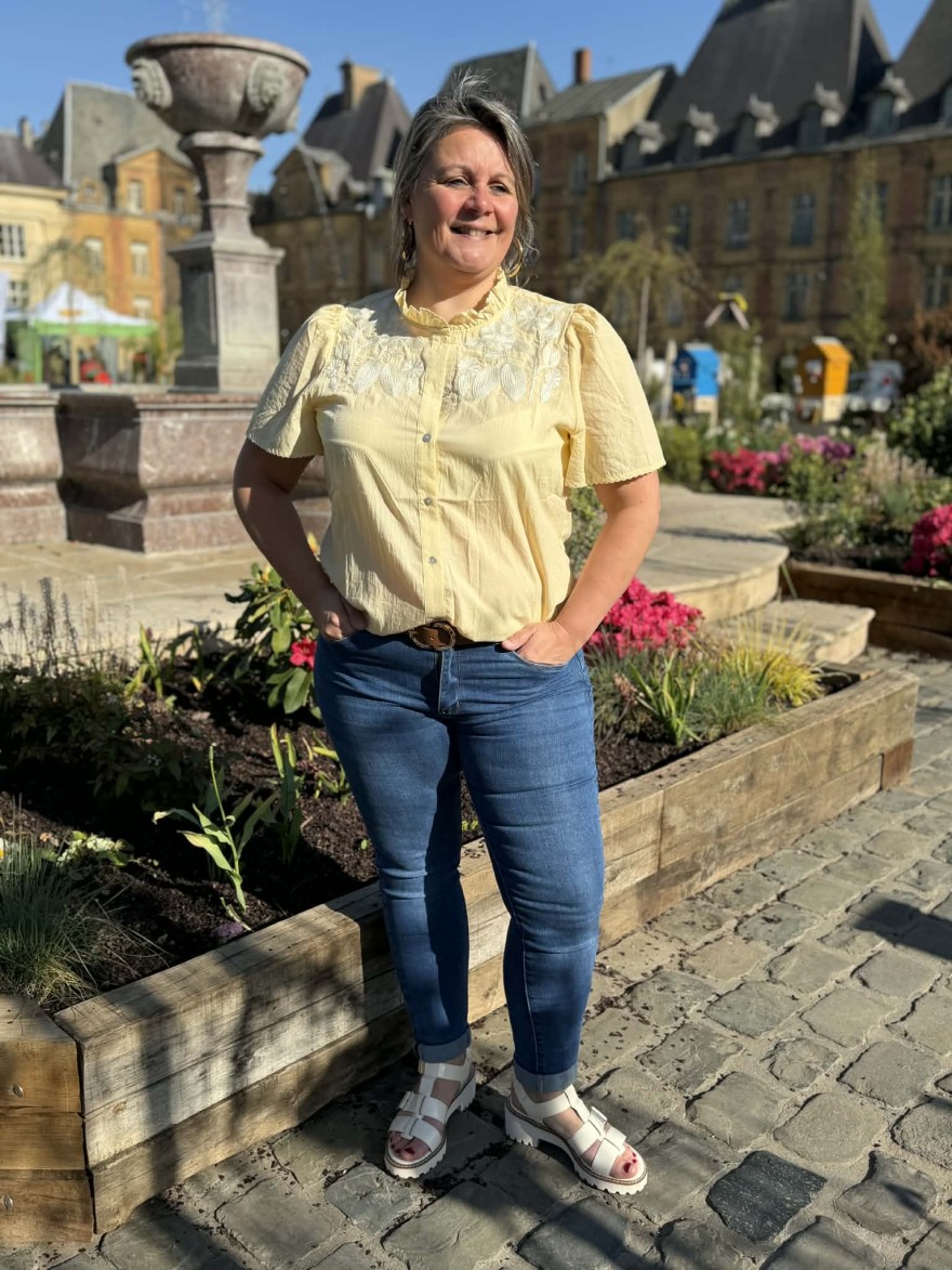 Chemisier Jaune Grande Taille Fluide Broderies Chic | Marina & Paloma