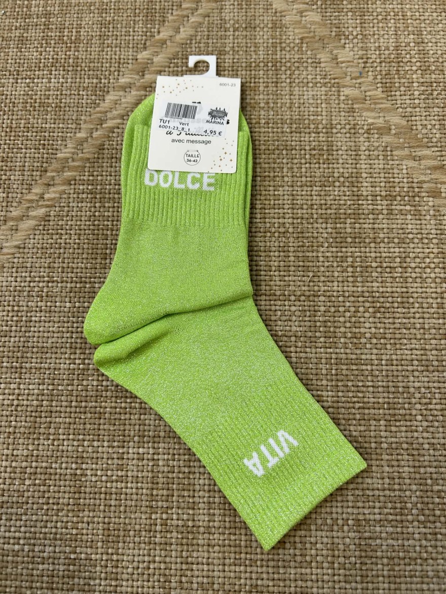 Chaussettes pailletées dolce vita message colorées | Marina & Paloma