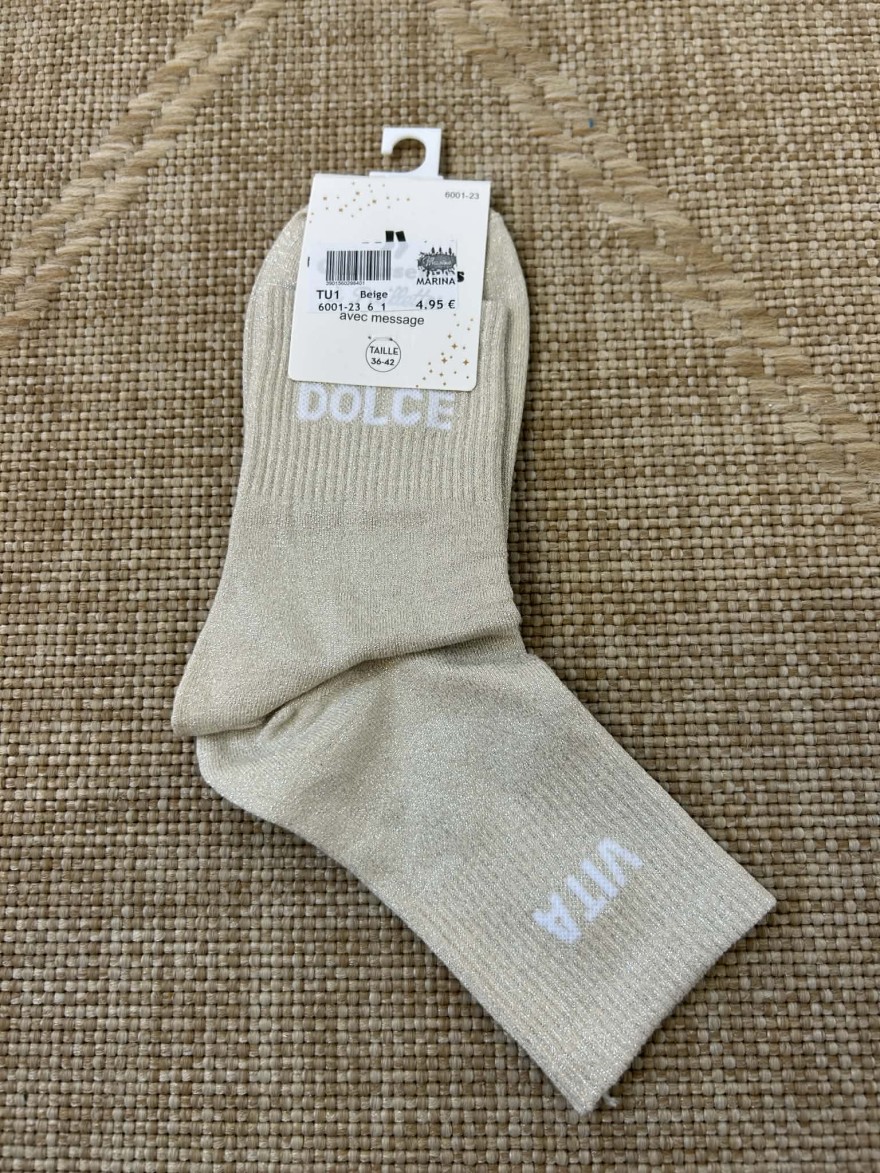 Chaussettes pailletées dolce vita message colorées | Marina & Paloma