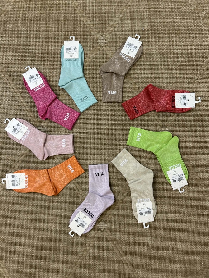 Chaussettes pailletées dolce vita message colorées | Marina & Paloma