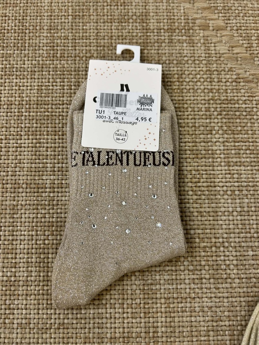 Chaussettes pailletées talentueuse message femme | Marina & Paloma