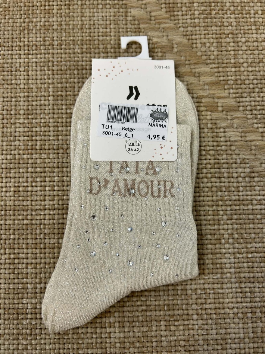 Chaussettes pailletées tata d’amour message femme | Marina & Paloma