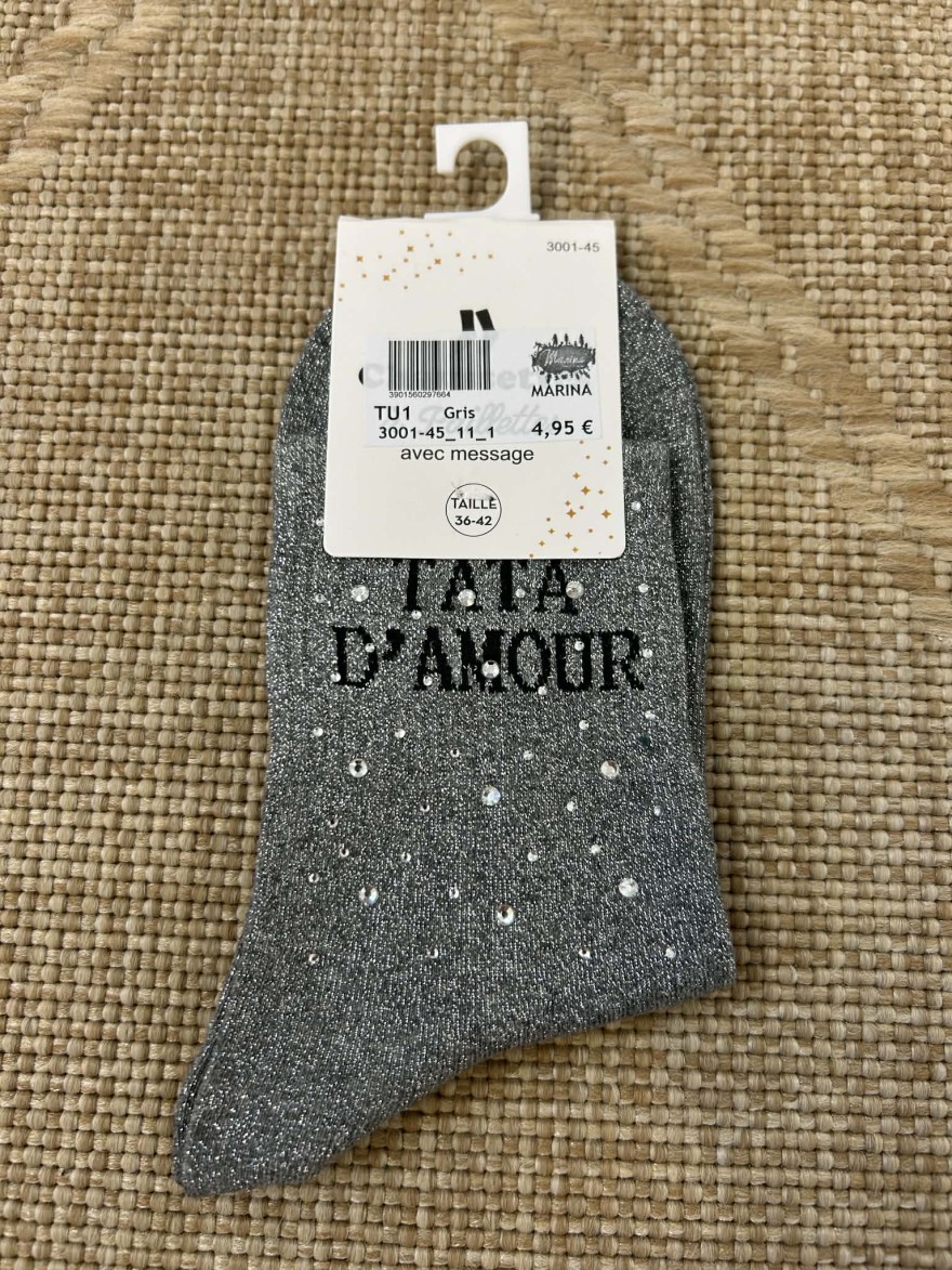 Chaussettes pailletées tata d’amour message femme | Marina & Paloma