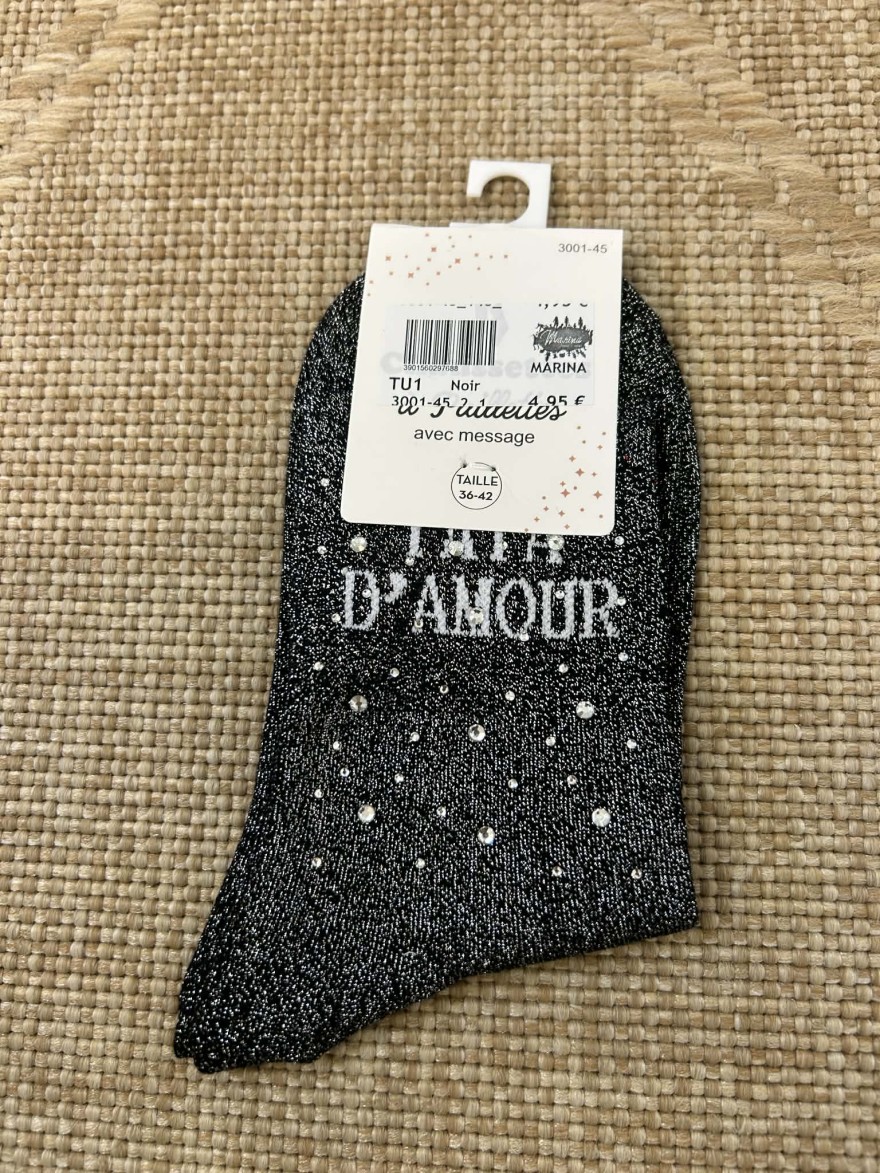 Chaussettes pailletées tata d’amour message femme | Marina & Paloma