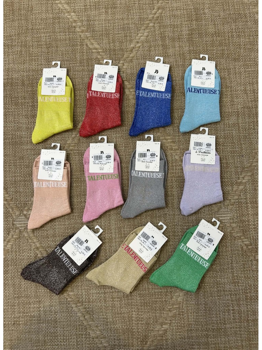 Chaussettes pailletées talentueuse colorées femme | Marina & Paloma