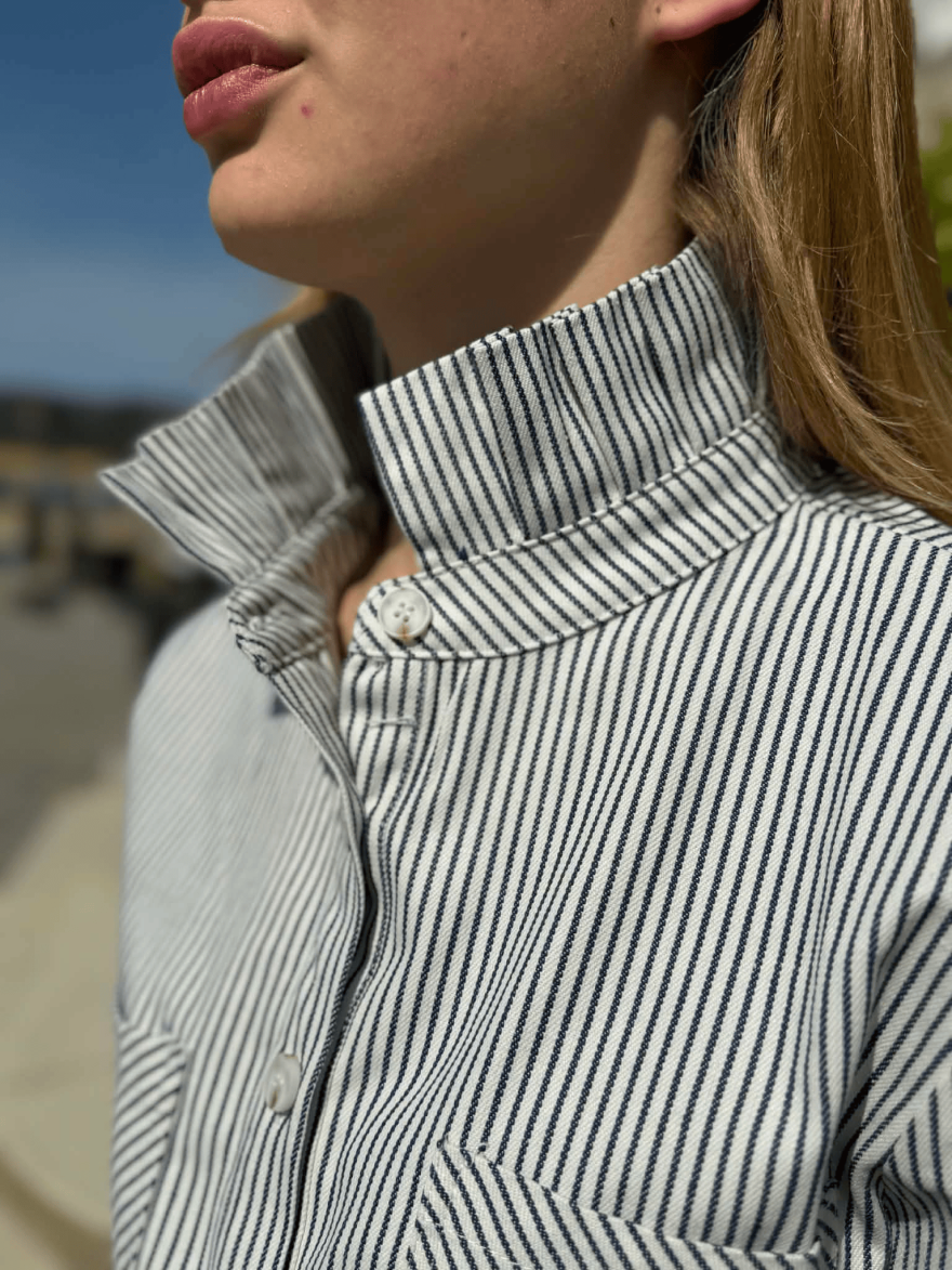 Robe en jean Season col volanté rayé | Marina & Paloma