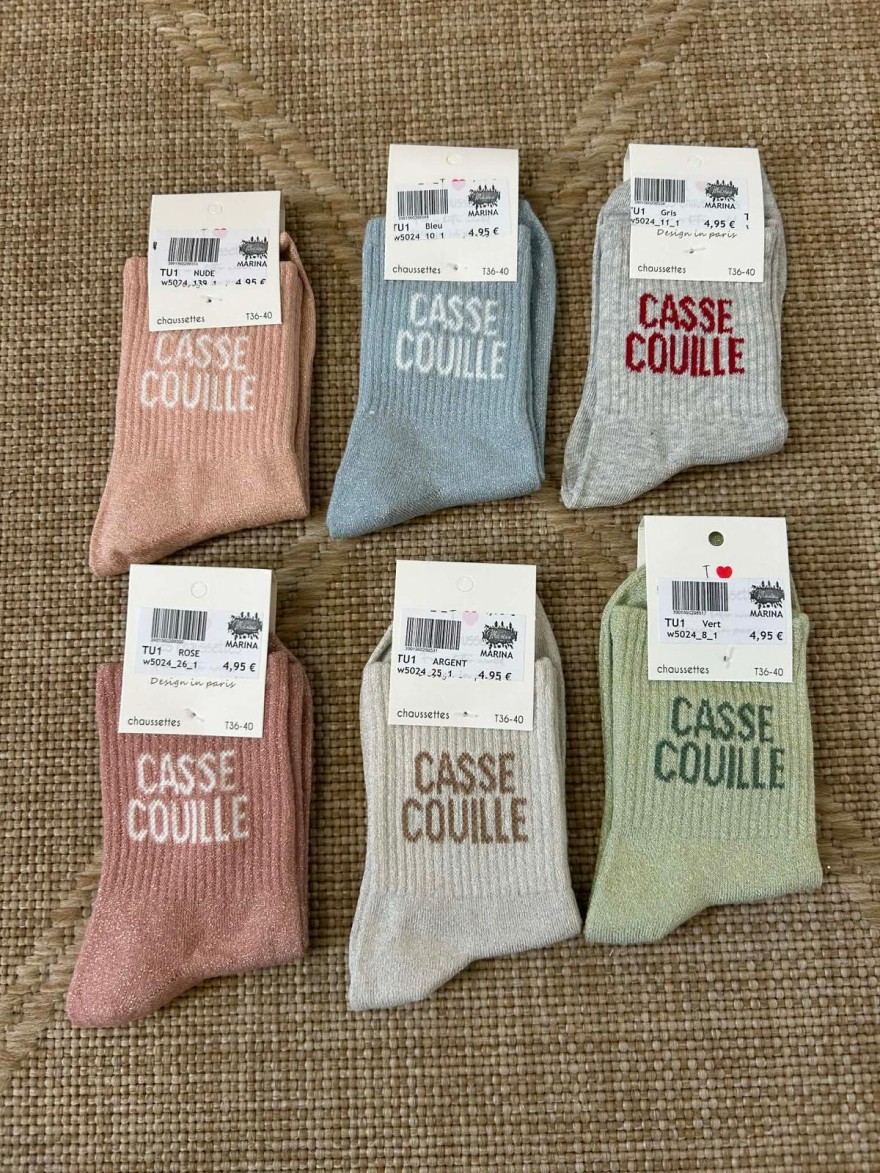 Chaussettes Pailletées Casse Couille Femme Fun | Marina & Paloma