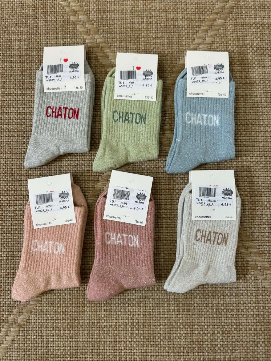 Chaussettes Pailletées CHATON Femme Douces & Fun | Marina & Paloma