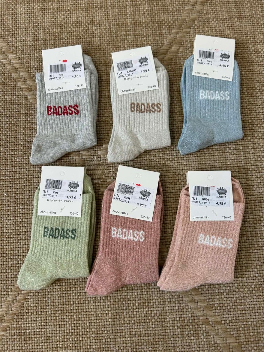 Chaussettes Pailletées Badass Message Tendance & Confort | Marina & Paloma