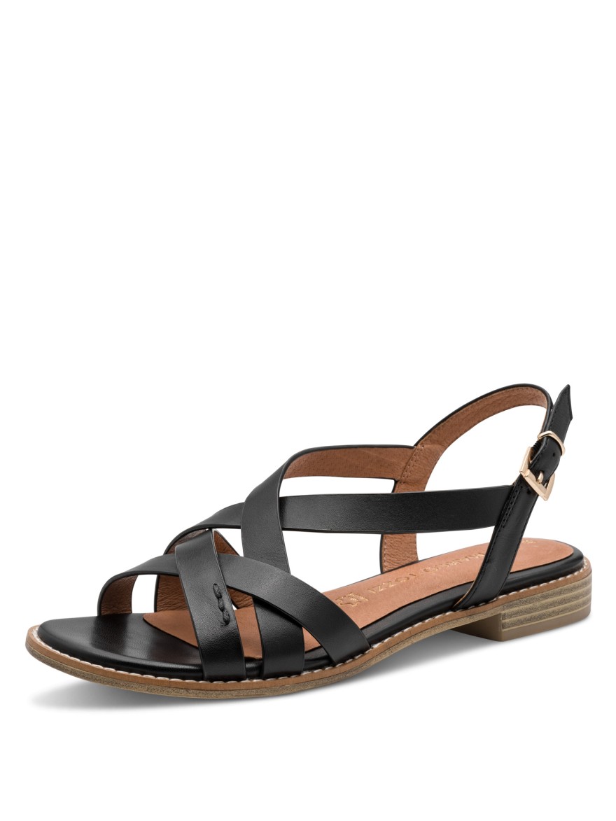 Nu-pied Noir Cuir Femme Brides Croisées Confort Quotidien | Marina & Paloma