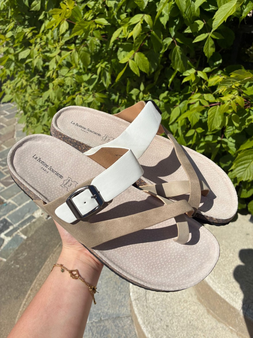 Mule Entredoigt Femme Semelle Liège Confort Anatomique Été | Marina & Paloma