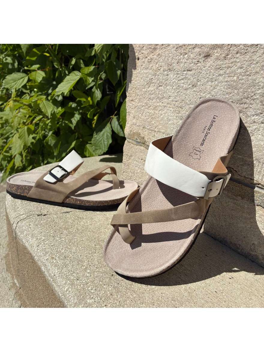 Mule Entredoigt Femme Semelle Liège Confort Anatomique Été | Marina & Paloma