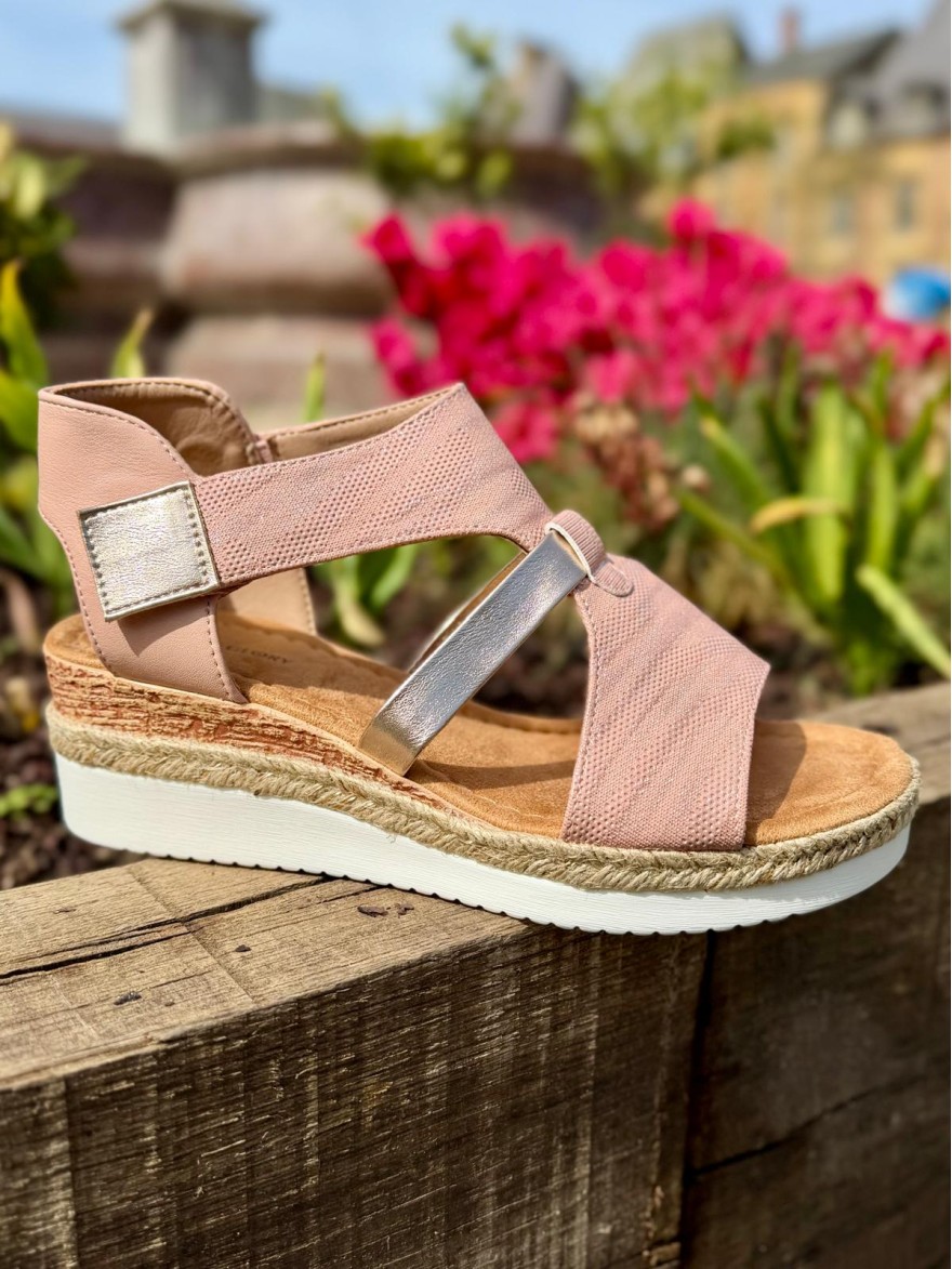 Nu-pied Rose Poudré Femme Compensé Confort Été Chic | Marina & Paloma