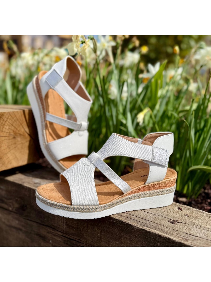 Nu-pied Écru Femme Compensé Confort Effet Espadrille Été | Marina & Paloma