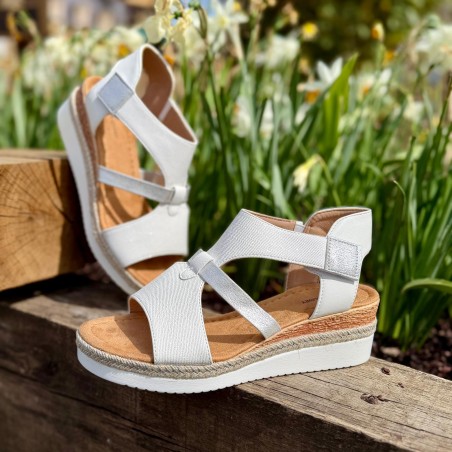Nu-pied Écru Femme Compensé Confort Effet Espadrille Été | Marina & Paloma