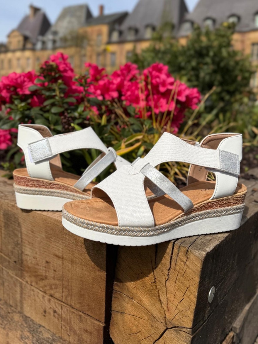 Nu-pied Écru Femme Compensé Confort Effet Espadrille Été | Marina & Paloma