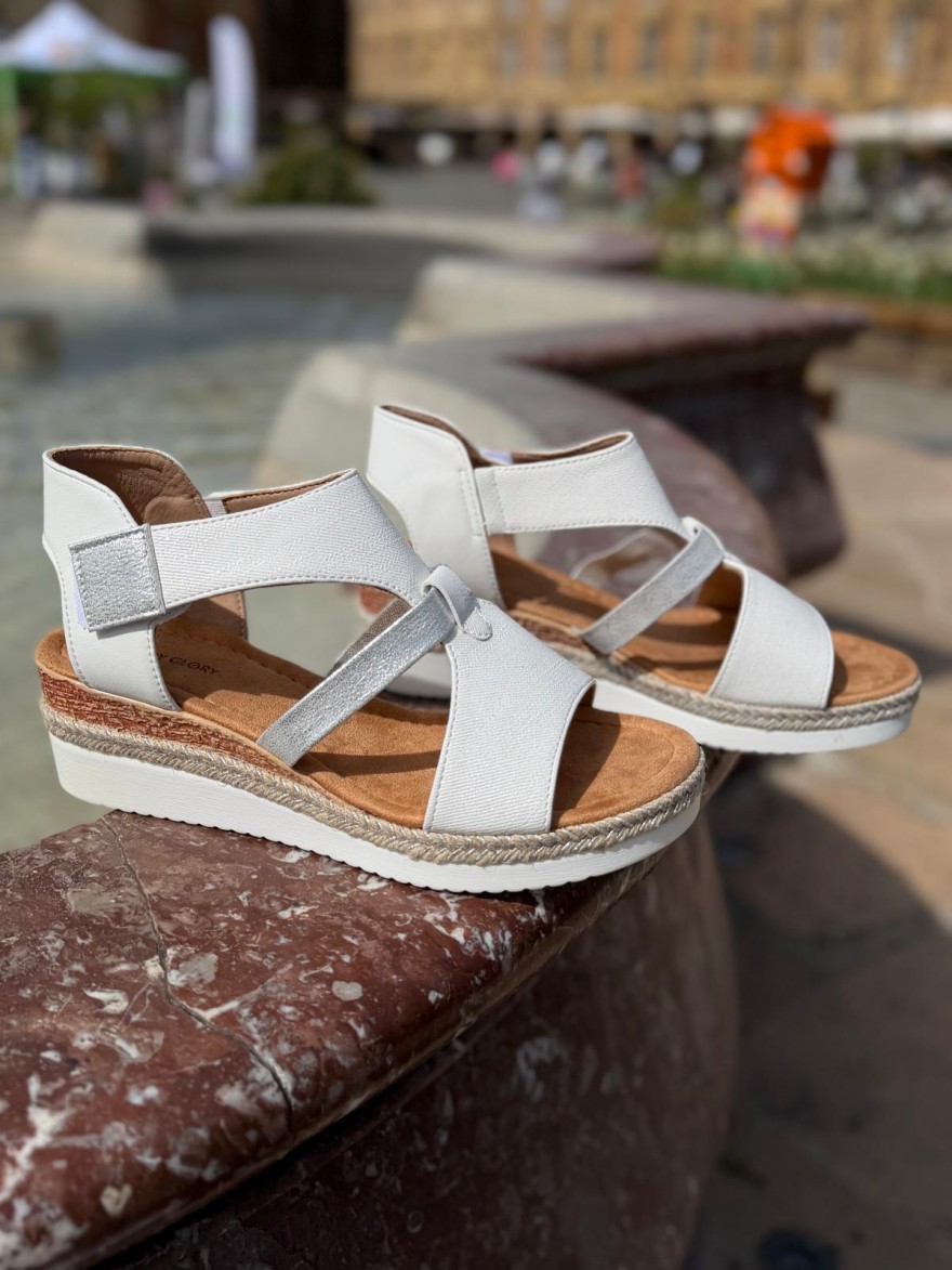 Nu-pied Écru Femme Compensé Confort Effet Espadrille Été | Marina & Paloma