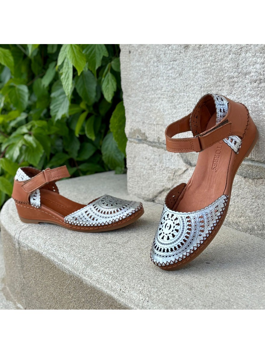 Sandale Salomé Cuir Camel Ajouré Confort Pedro Torres | Marina & Paloma