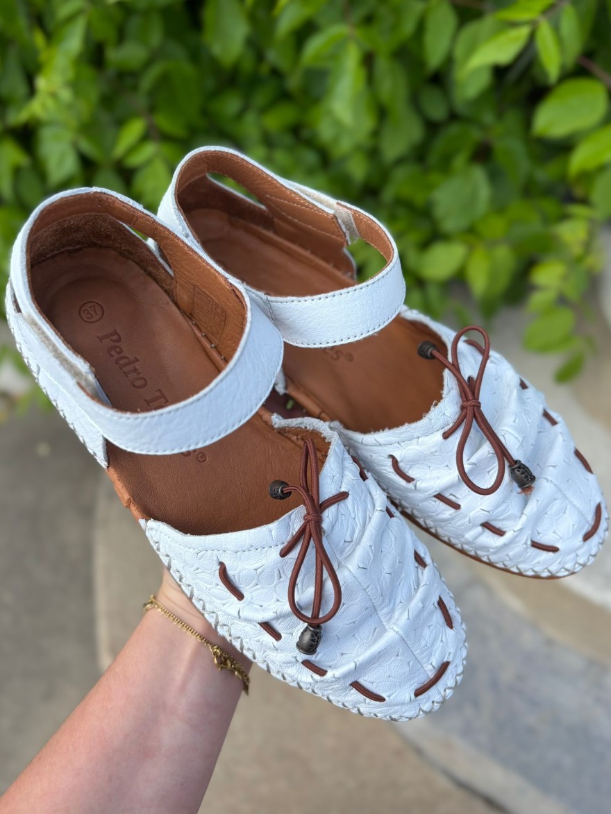 Sandale Salomé Cuir Blanc Ajouré Confort Pedro Torres | Marina & Paloma
