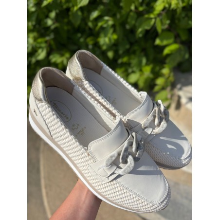 Mocassin Beige Chaîne Wide Fit Confort Semelle Amovible | Marina & Paloma