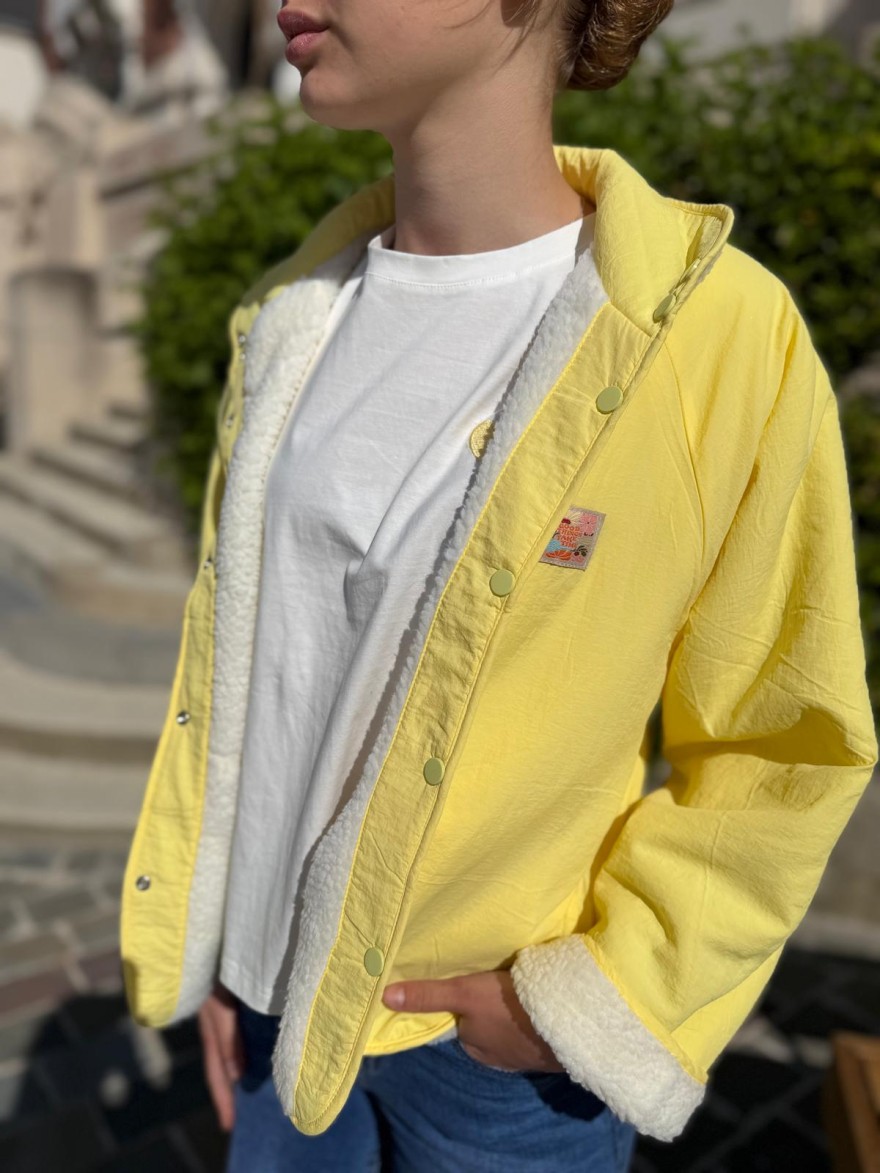 Veste réversible jaune Season teddy & coupe-vent tendance | Marina & Paloma