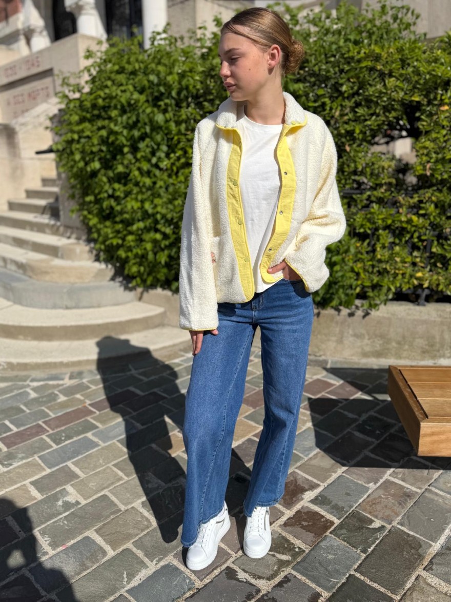 Veste réversible jaune Season teddy & coupe-vent tendance | Marina & Paloma