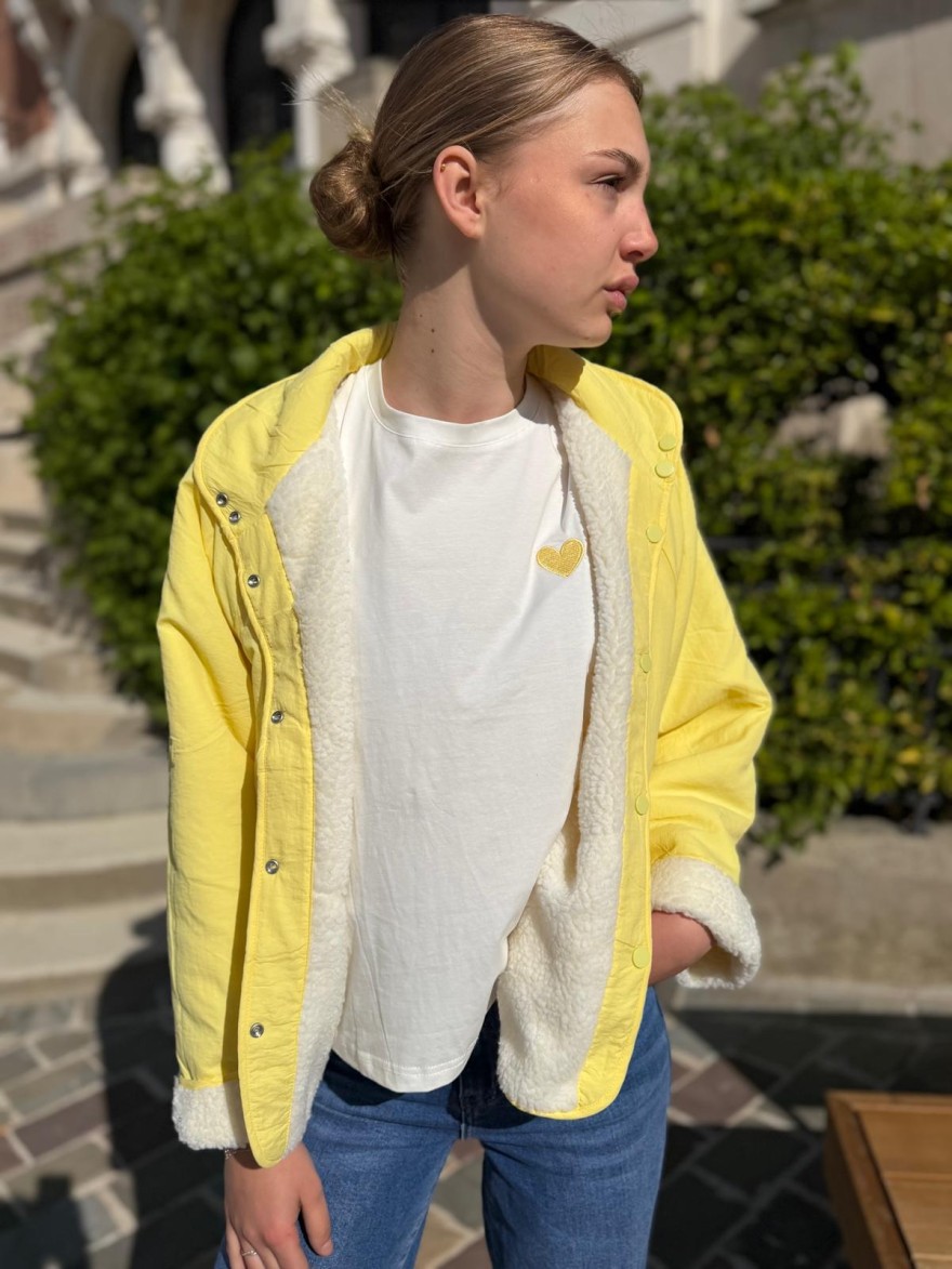 Veste réversible jaune Season teddy & coupe-vent tendance | Marina & Paloma
