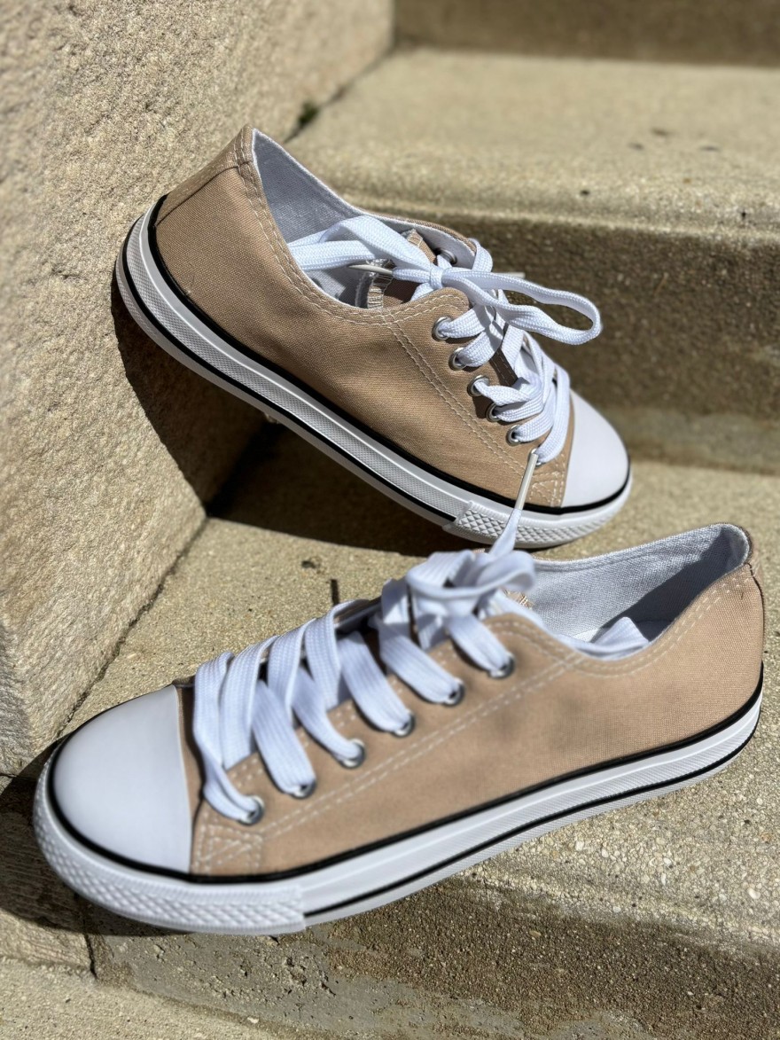 Basket Toile Taupe Femme Style Tennis Confort Été | Marina & Paloma