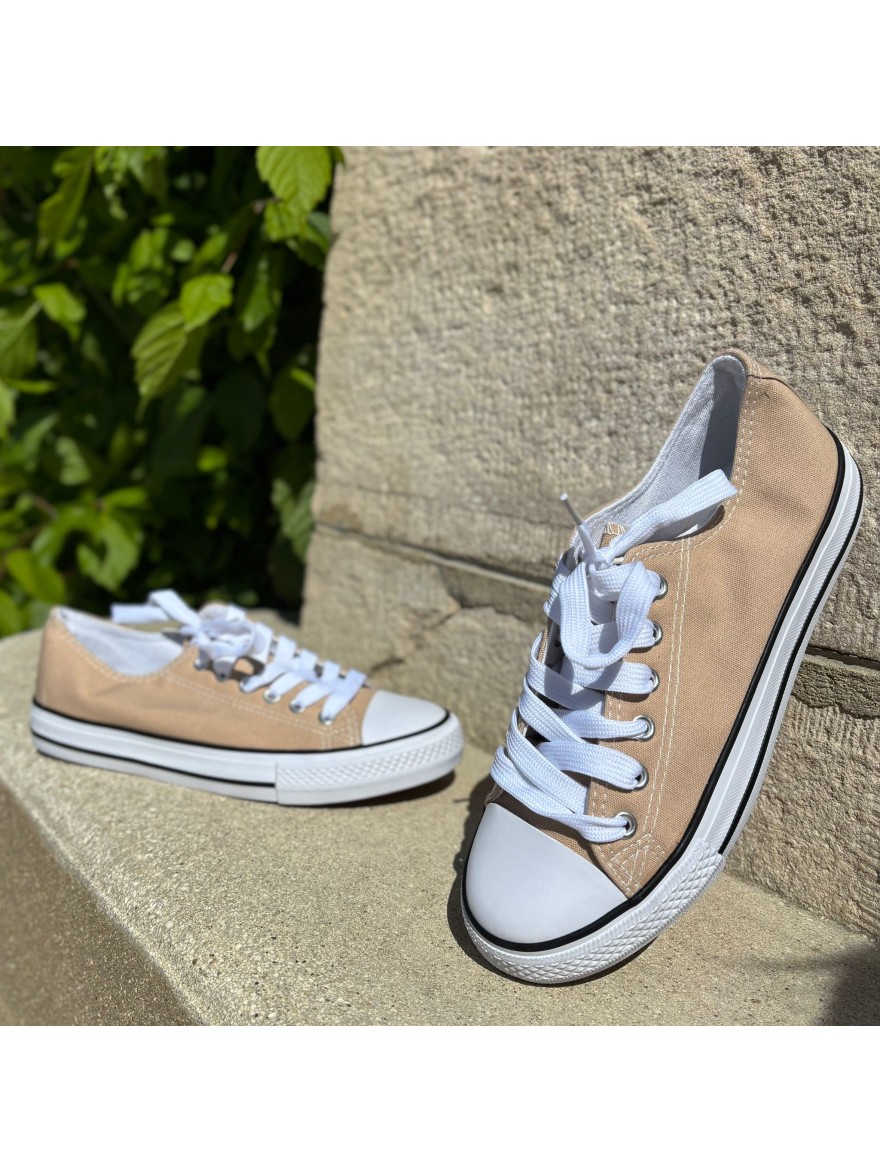 Basket Toile Taupe Femme Style Tennis Confort Été | Marina & Paloma