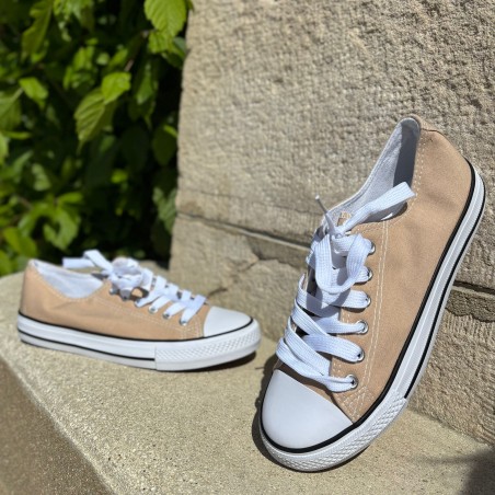 Basket Toile Taupe Femme Style Tennis Confort Été | Marina & Paloma