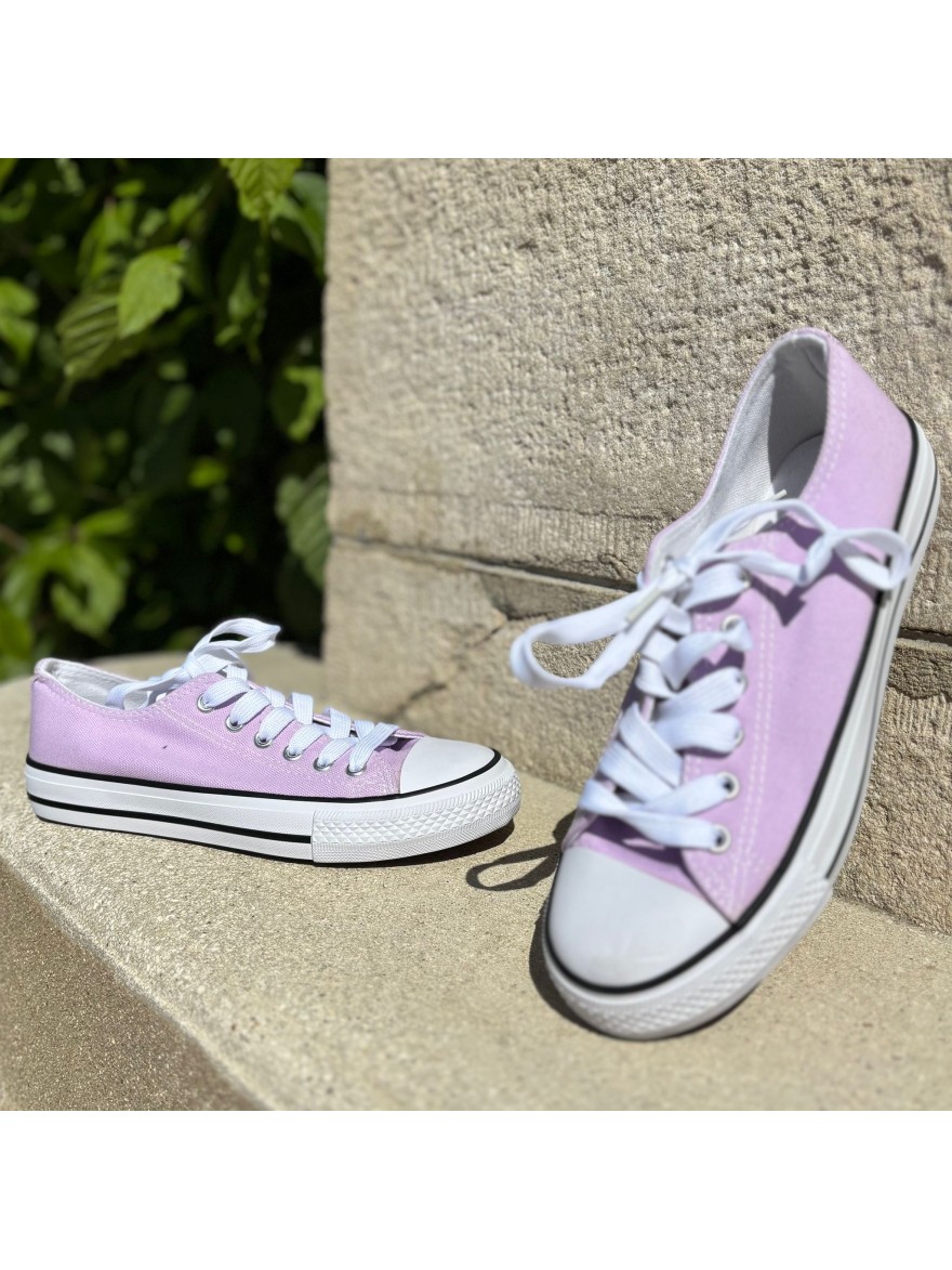 Basket Toile Violet Clair Femme Style Tennis Été | Marina & Paloma