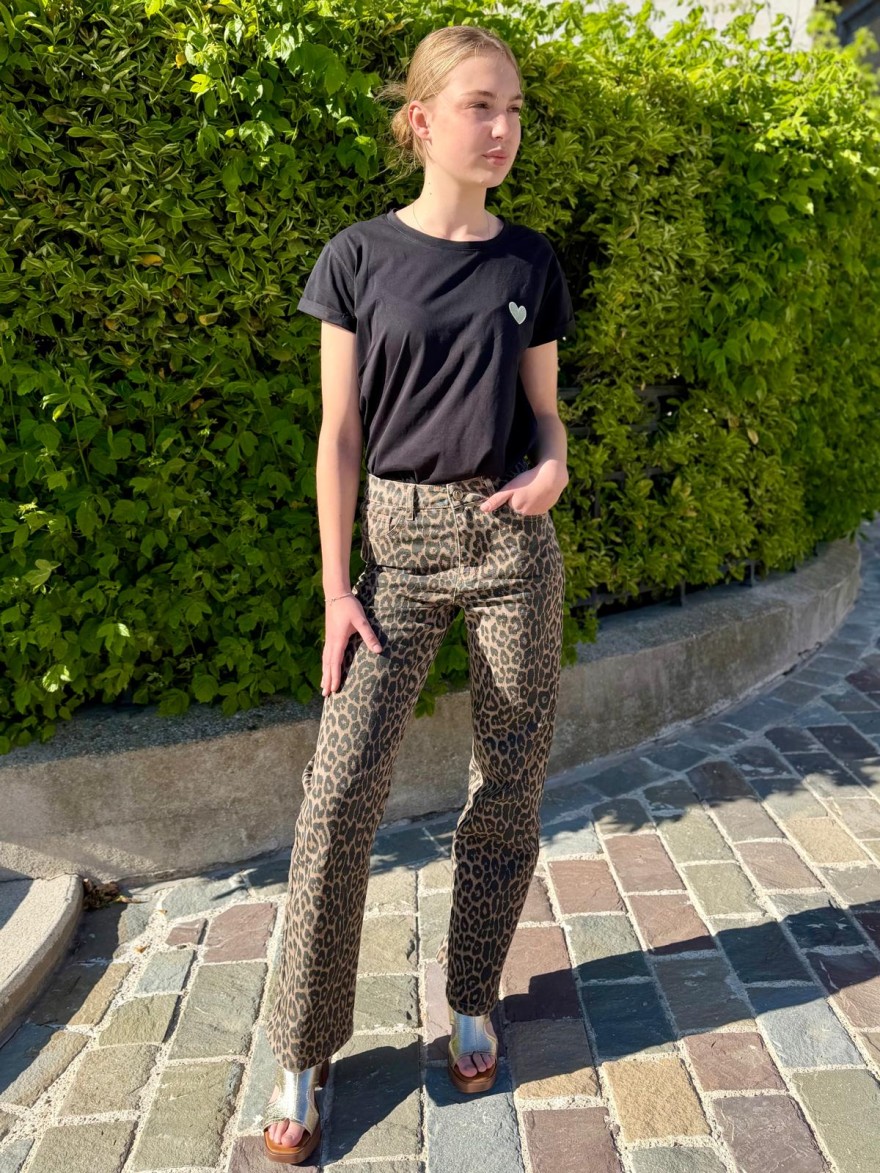 Pantalon léopard coupe droite coton femme tendance | Marina & Paloma