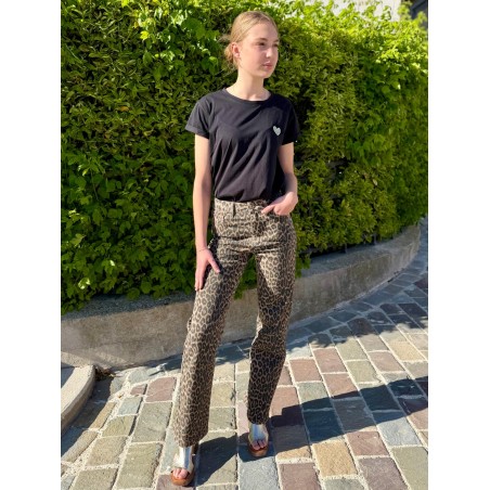 Pantalon léopard coupe droite coton femme tendance | Marina & Paloma