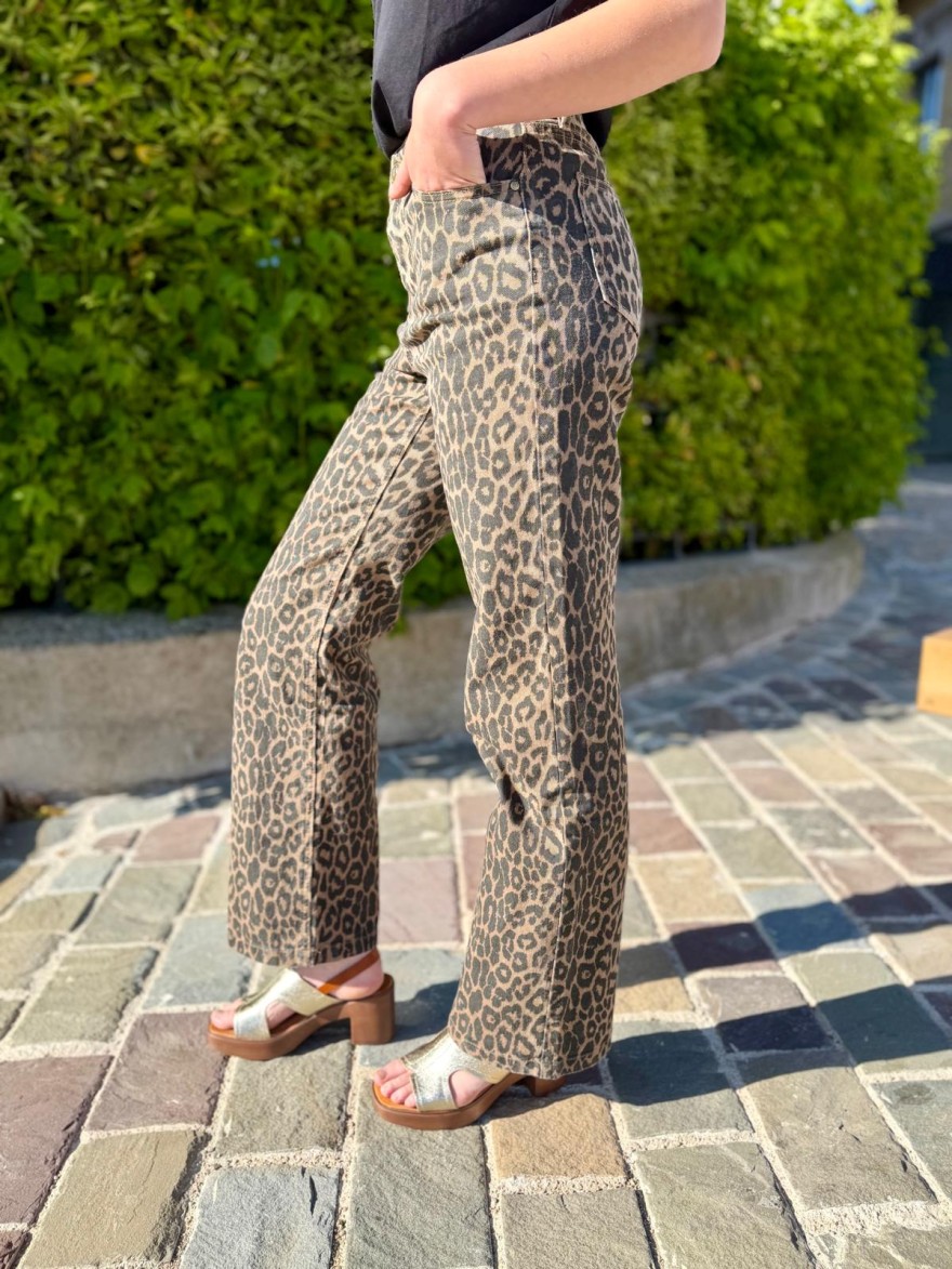 Pantalon léopard coupe droite coton femme tendance | Marina & Paloma