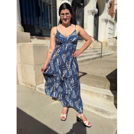 Robe Longue Bretelles Fluide Col V | Marina & Paloma