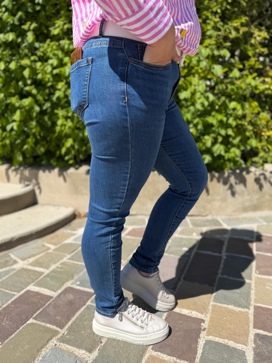 Jean Slim Norfy taille haute femme bleu denim | Marina & Paloma