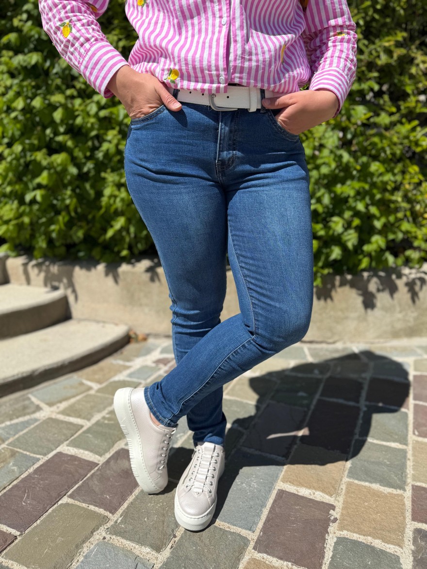 Jean Slim Norfy taille haute femme bleu denim | Marina & Paloma