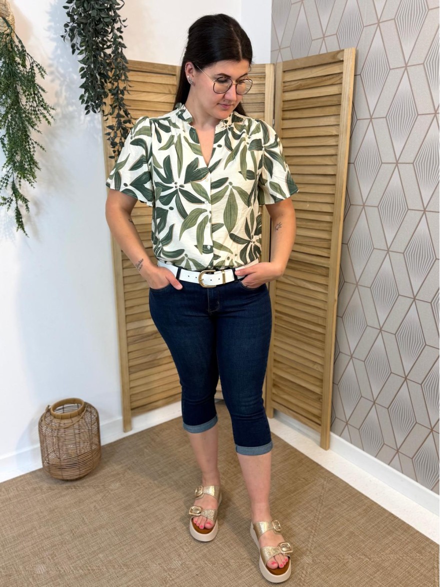 Chemise Fleur Verte Emma & Ella Ample Coton Femme | Marina & Paloma