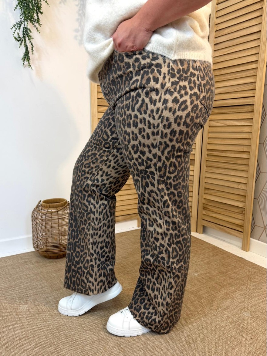 Pantalon Coupe Droite Léopard Oraije Tendance | Marina & Paloma