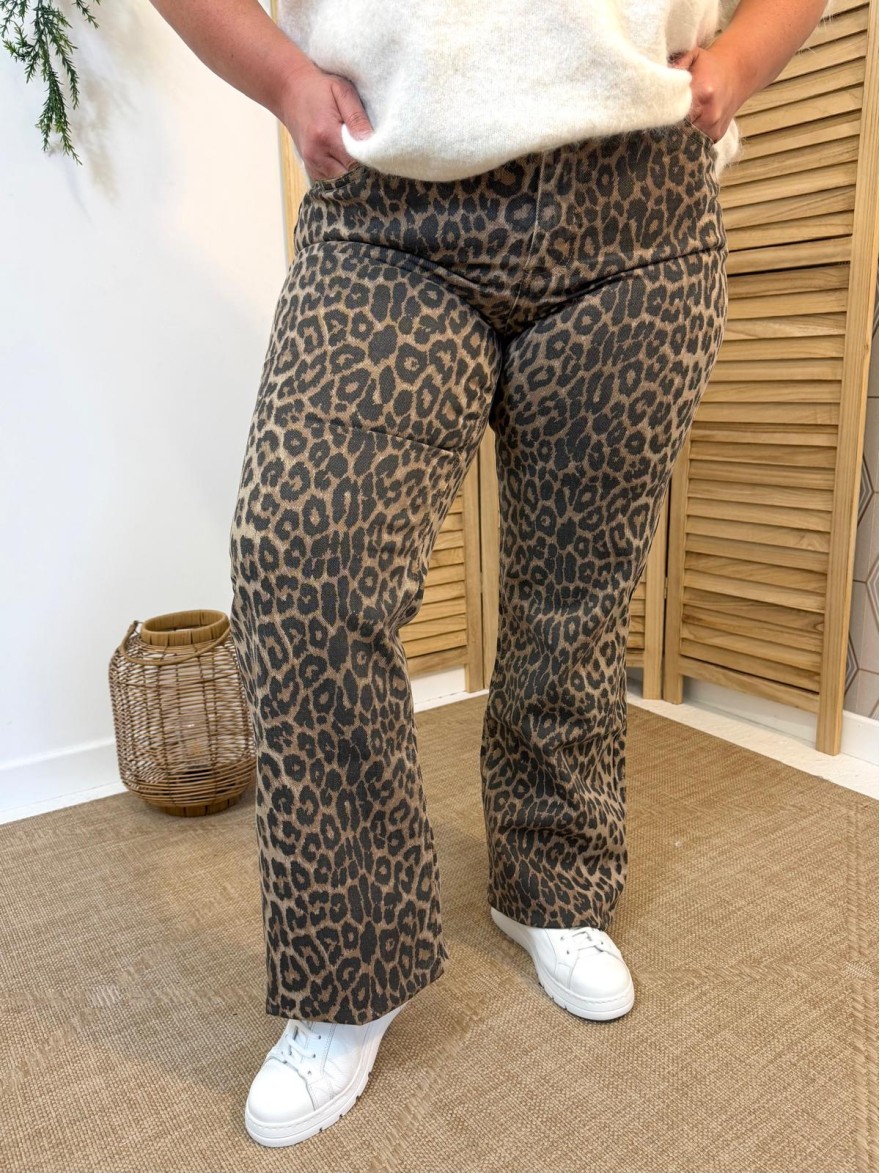 Pantalon Coupe Droite Léopard Oraije Tendance | Marina & Paloma