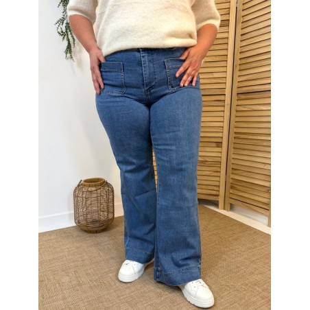Pantalon Bleu Oraije Coupe Droite Confort Femme | Marina & Paloma